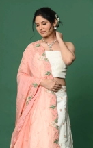 White Floral Designer Lehenga - Image 5
